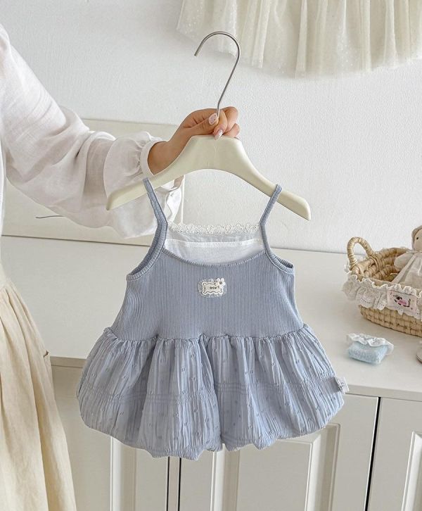 假兩件拼接澎澎連身裙 