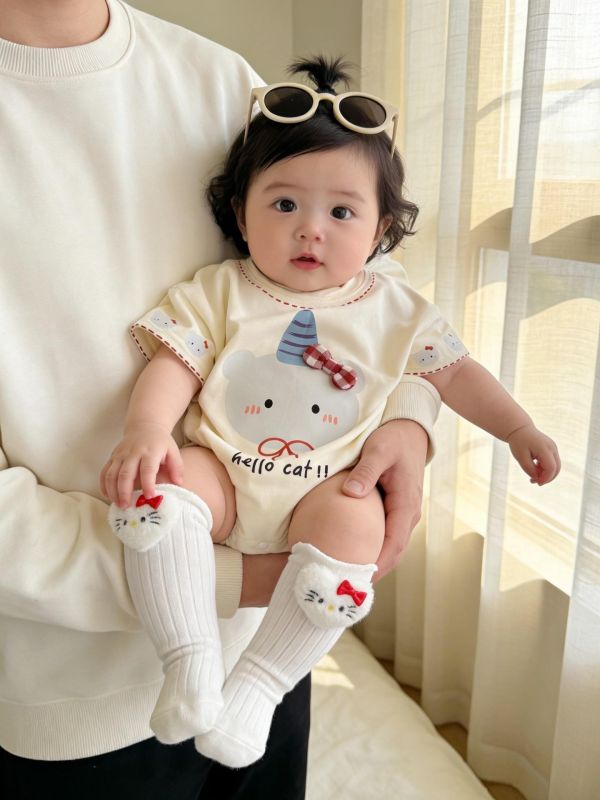 生日帽小熊可愛連袖包屁衣 