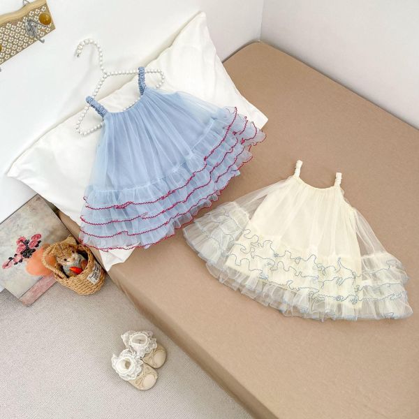 甜美公主撞色滾邊澎澎連身裙 