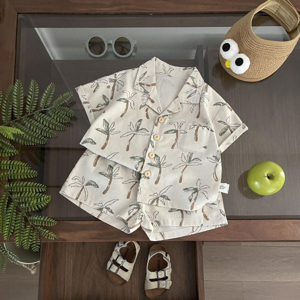 渡假休閒椰子樹印花兩件式套裝 