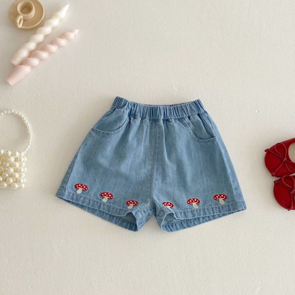 格紋兔子蘑菇刺繡上衣/洋裝/牛仔短褲 
