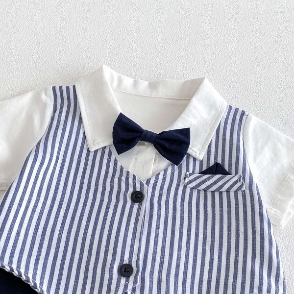 假兩件紳士領結連身裝 