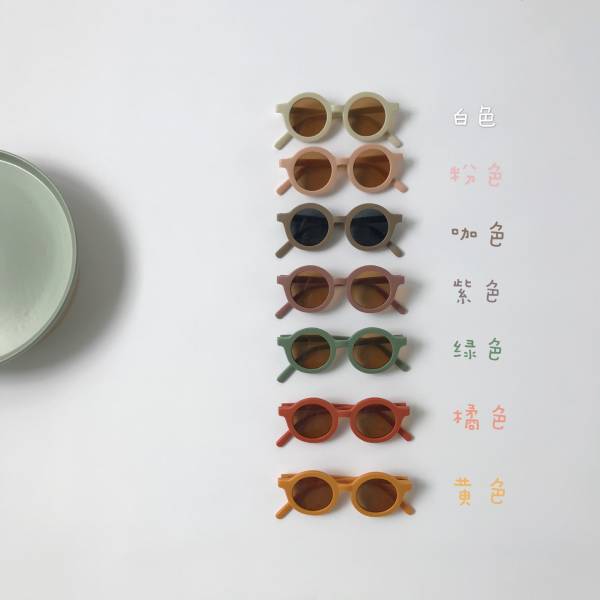 復古兒童圓框墨鏡(含眼鏡盒) 