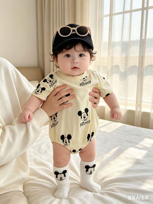 滿版米奇印花寬鬆包屁衣 