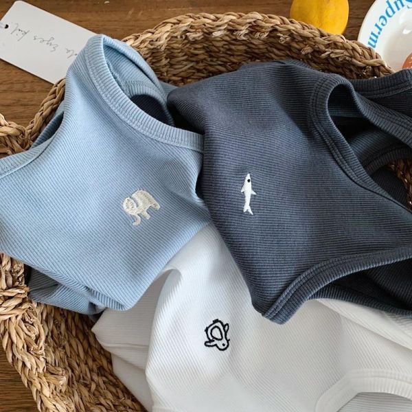 素色簡約動物刺繡百搭背心 