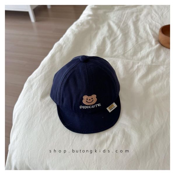 小熊刺繡素色軟帽沿棒球帽 