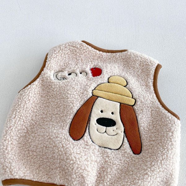奧莉絨可愛狗狗前後刺繡背心 