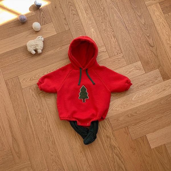 聖誕樹刺繡連帽包屁衣 