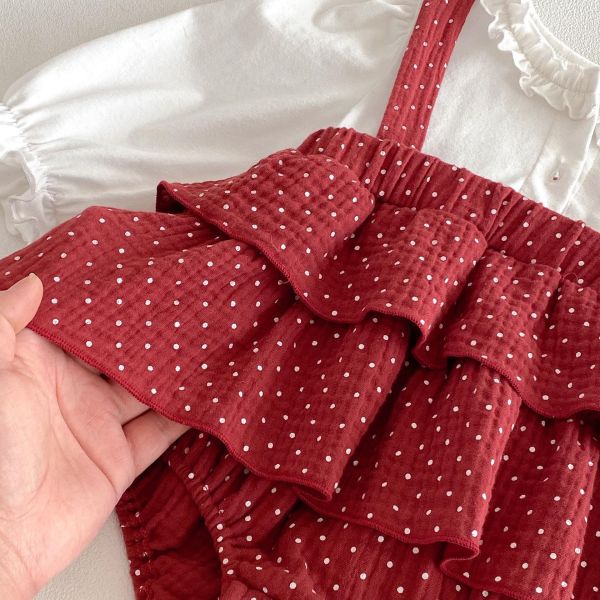 假兩件吊帶點點包屁衣 