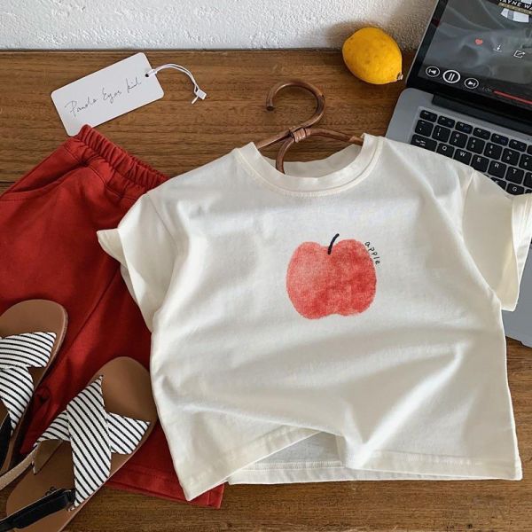 蘋果/香蕉印花素色簡約上衣 