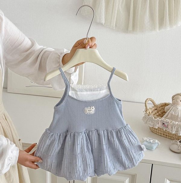 假兩件拼接澎澎連身裙 