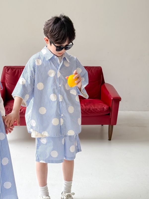 男女童夏季圓點條紋連身裙/套裝 