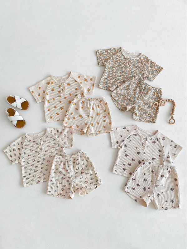 華夫格居家雙釦兩件式套裝 