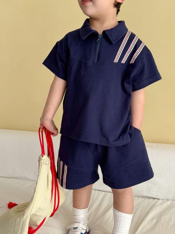 運動風polo斜紋兩件式套裝 