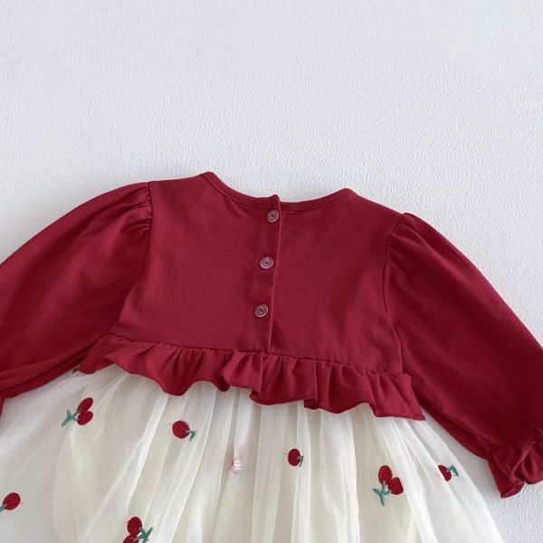 假兩件大蝴蝶結櫻桃包屁裙 