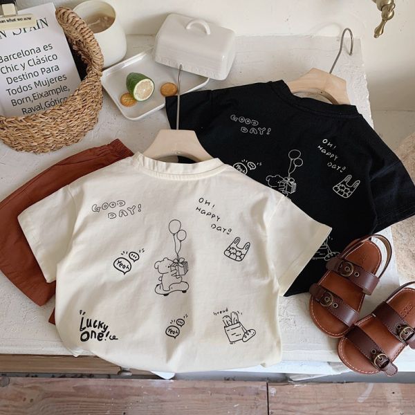 黑白塗鴉印花休閒上衣 