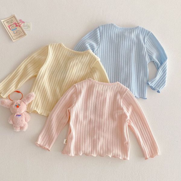 卡通螺紋糖果釦素色木耳邊外套 