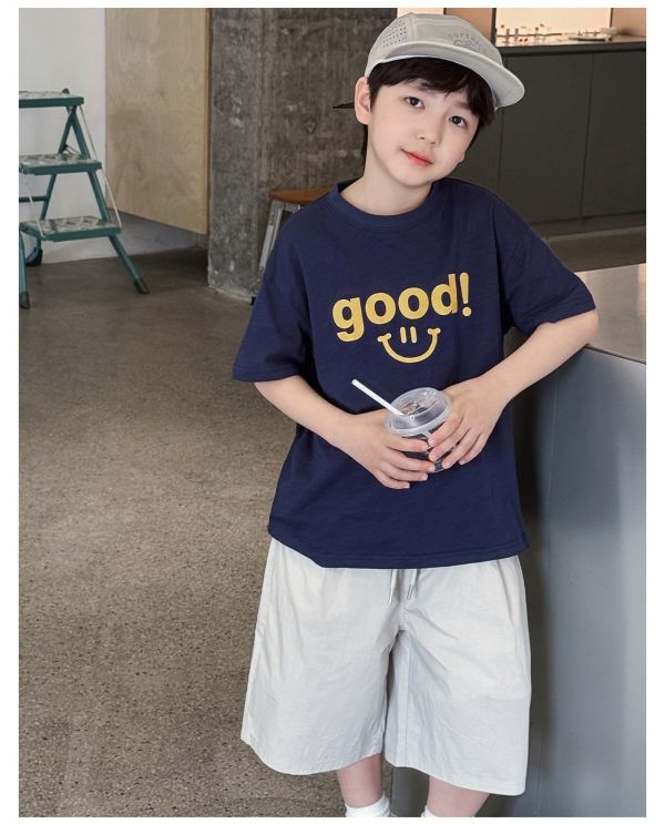 Good笑臉印花素色T恤上衣(2色) 