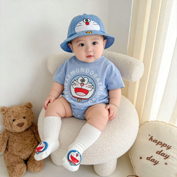 小叮噹可愛印花包屁衣(含襪) 