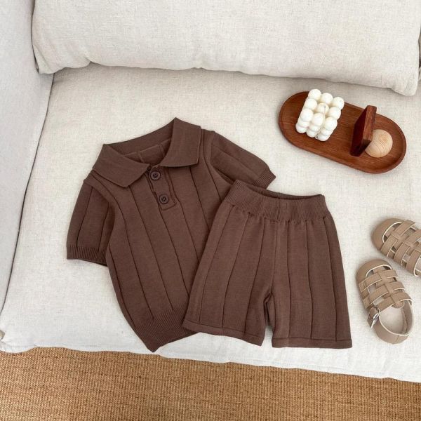 素色彈力螺紋針織兩件式套裝(3色) 