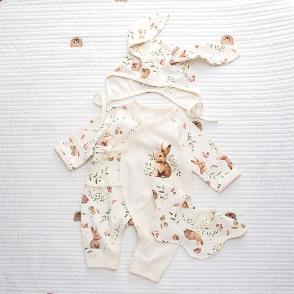 純棉兔子包手側開連身裝 