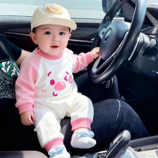 可愛迪士尼印花拼袖連身裝 