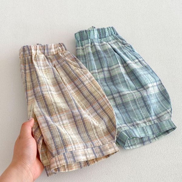 復古英倫格紋燈籠短褲 