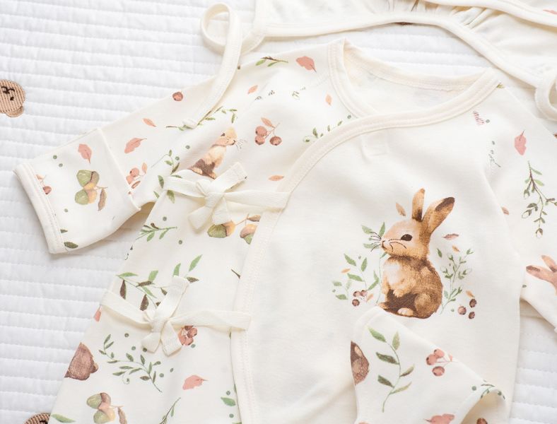 純棉兔子包手側開連身裝 