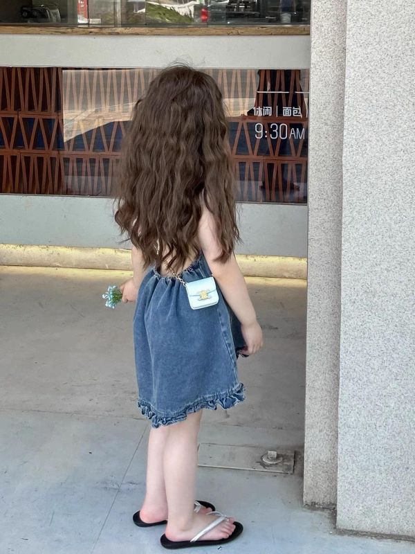 夏季露背綁帶牛仔連身裙 