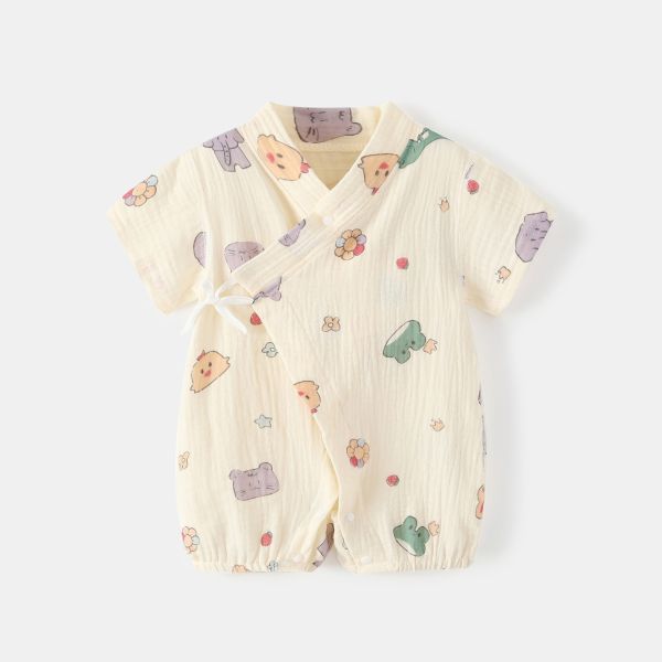 新生兒紗布棉透氣和服連身裝 