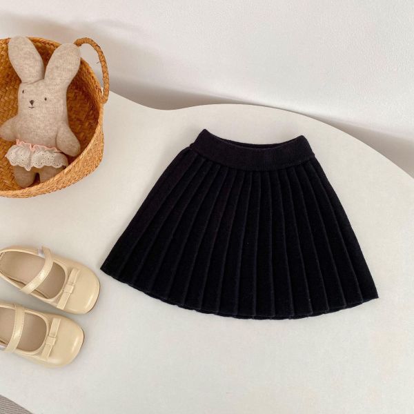 百搭素色針織百褶裙 