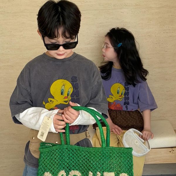 可愛刷舊崔弟印花寬鬆上衣 