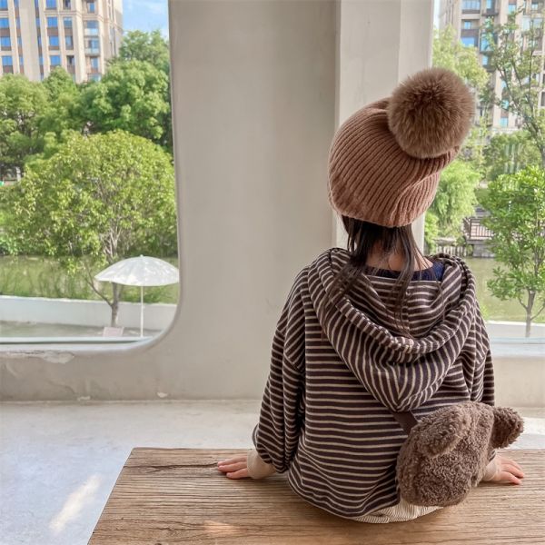 兩色條紋連帽拉鍊外套 