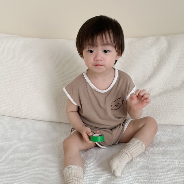 小熊印花滾邊兩件式套裝 