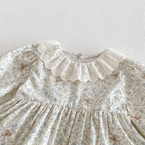 蕾絲領田園碎花包屁裙 