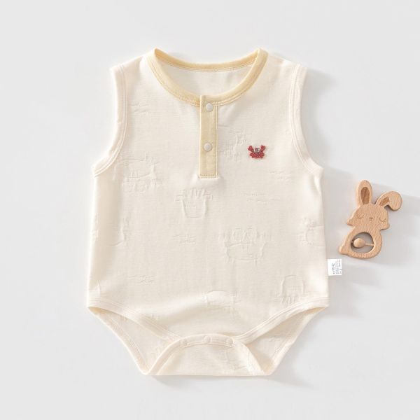 雙釦螃蟹壓紋包屁衣/連身裝 