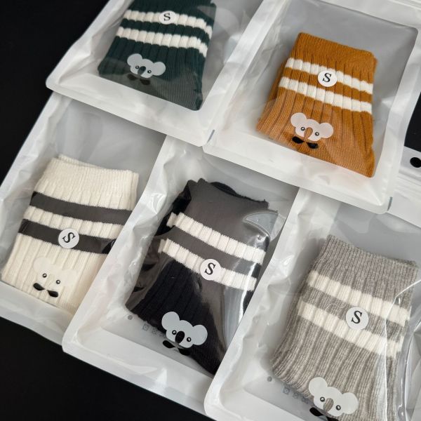 雙槓運動風休閒條紋中筒襪(一套五入) 