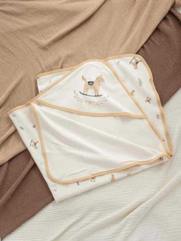 新生兒搖搖馬質感外出包巾/蓋毯/被被 