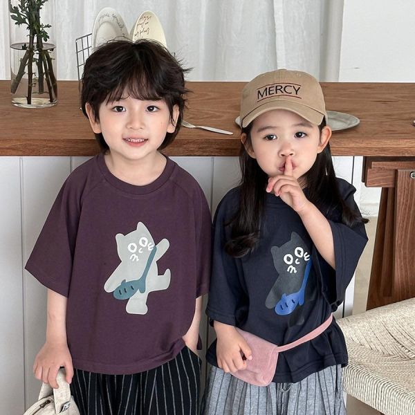 背包貓咪印花寬鬆上衣 