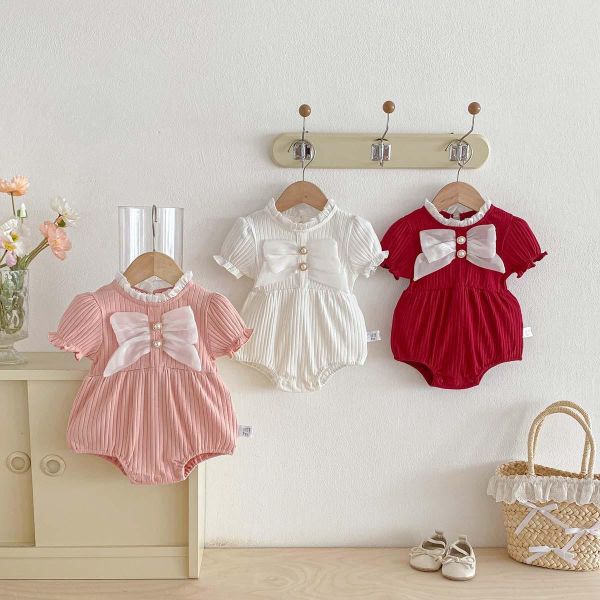 甜美宮廷風大蝴蝶結彈力包屁衣 