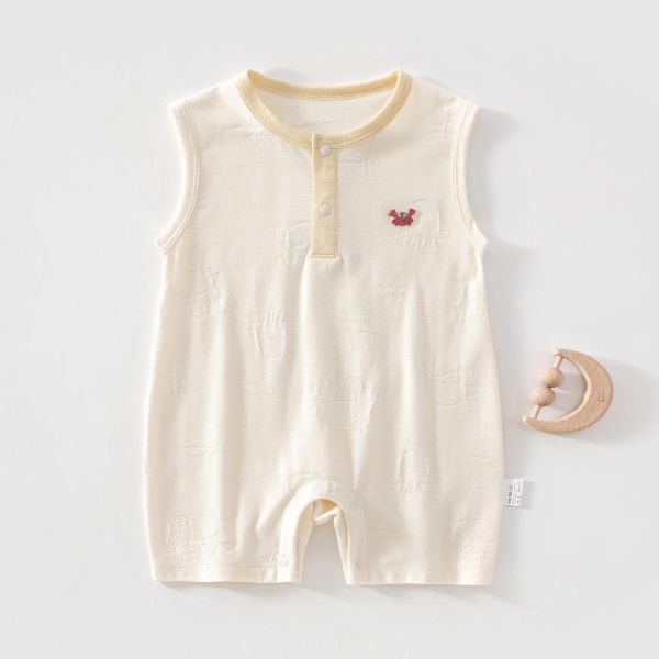 雙釦螃蟹壓紋包屁衣/連身裝 