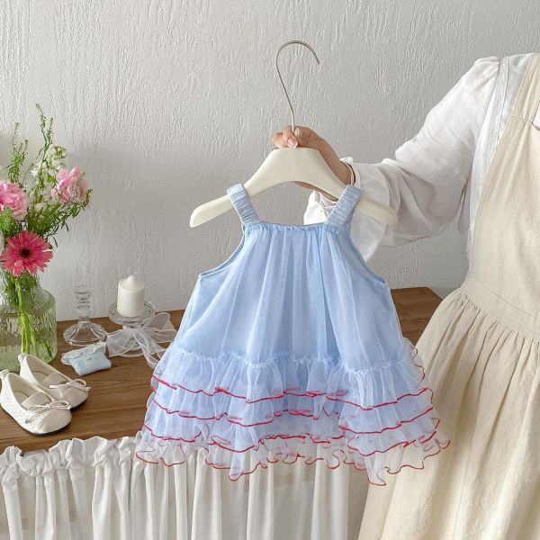 氣質甜美背帶網紗蛋糕連身裙 