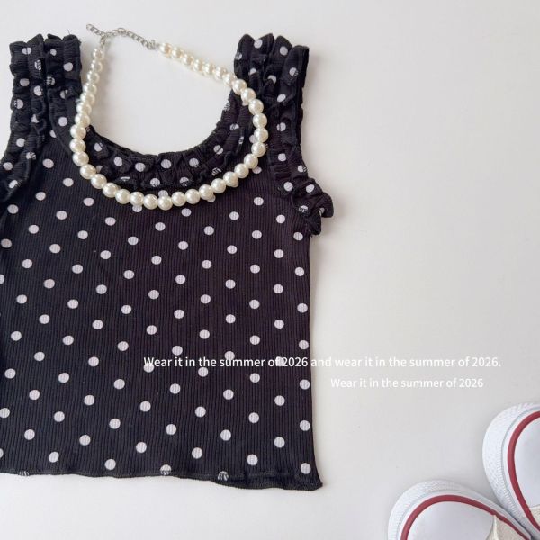 木耳花邊背心素色/點點背心 