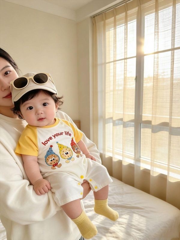 薯條/餅乾黃拼袖連身裝 