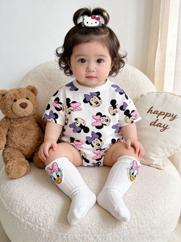 滿版米妮可愛印花包屁衣 