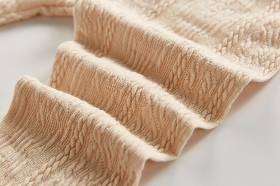 坑條螺紋素色立體小花連腳褲 