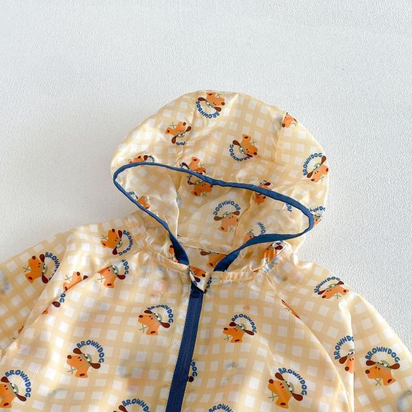 可愛滿版印花網眼透氣連帽薄外套 