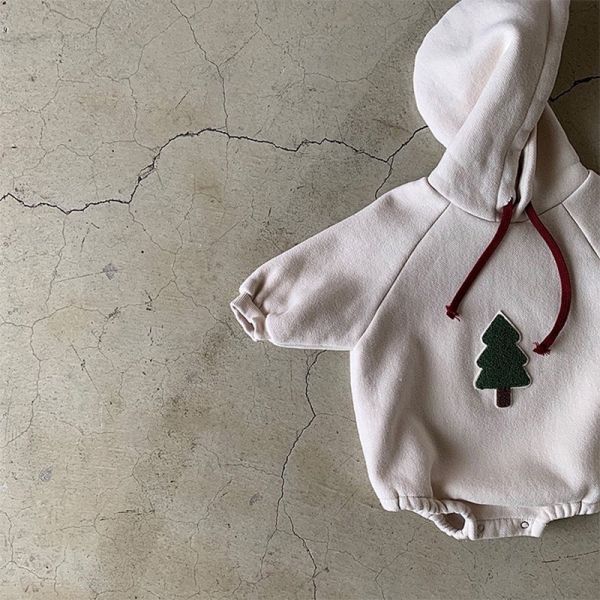 聖誕樹刺繡連帽包屁衣 