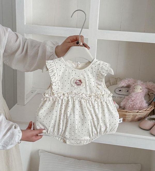 木耳邊貓咪點點包屁衣 