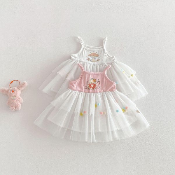 卡通塗鴉背心網紗公主裙 